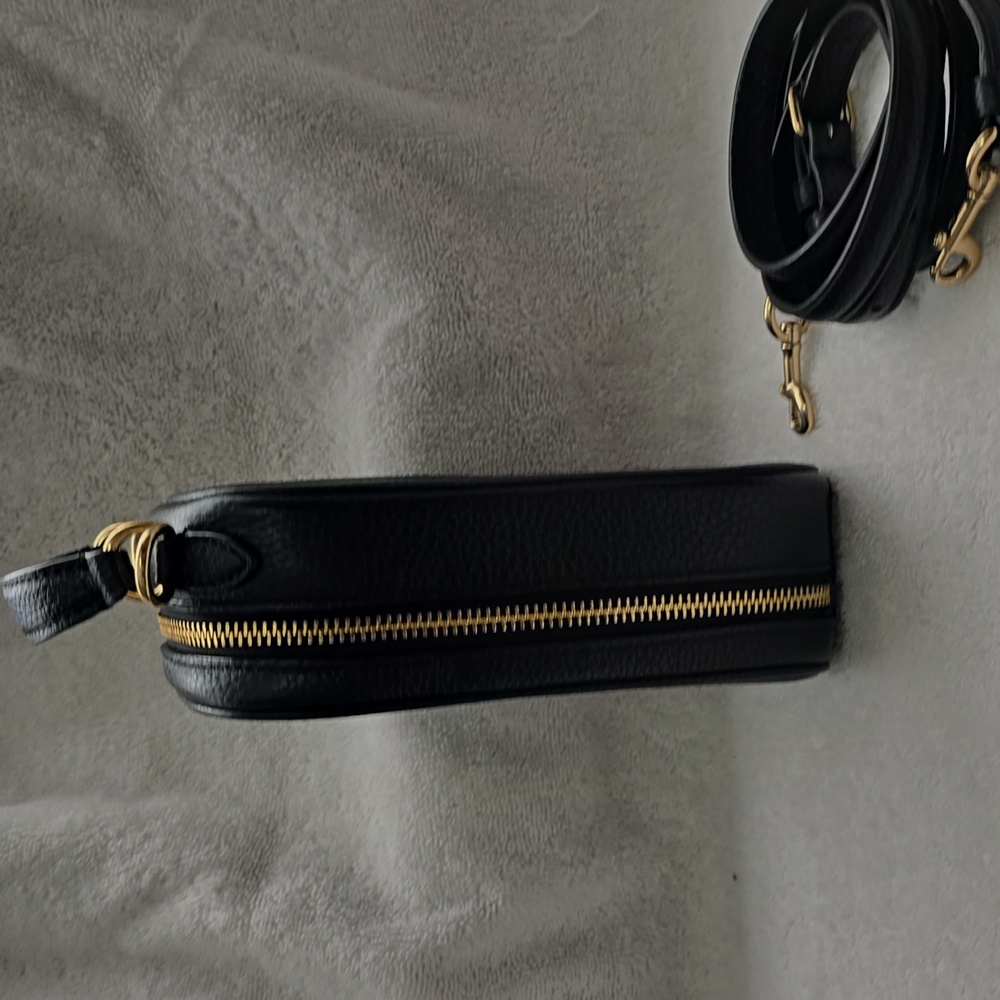 Coach Black Leather Phone Crossbody with Gold Accents - Picture 4 of 6